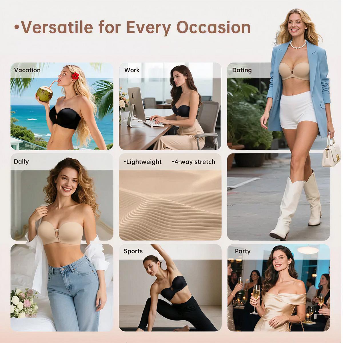 Seamless Non-Slip Push-Up Shaping Strapless Bra